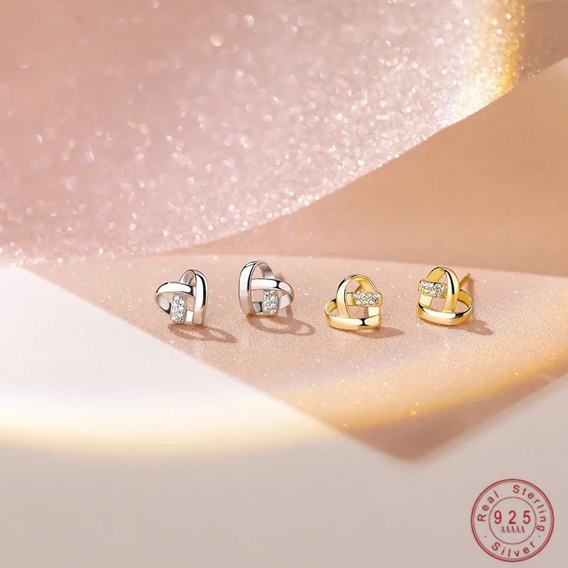 

New 925 Sterling Silver Heart Stud Earrings for women Korea Simple Micro-set Zircon Temperament Ear Jewelry Wholesale