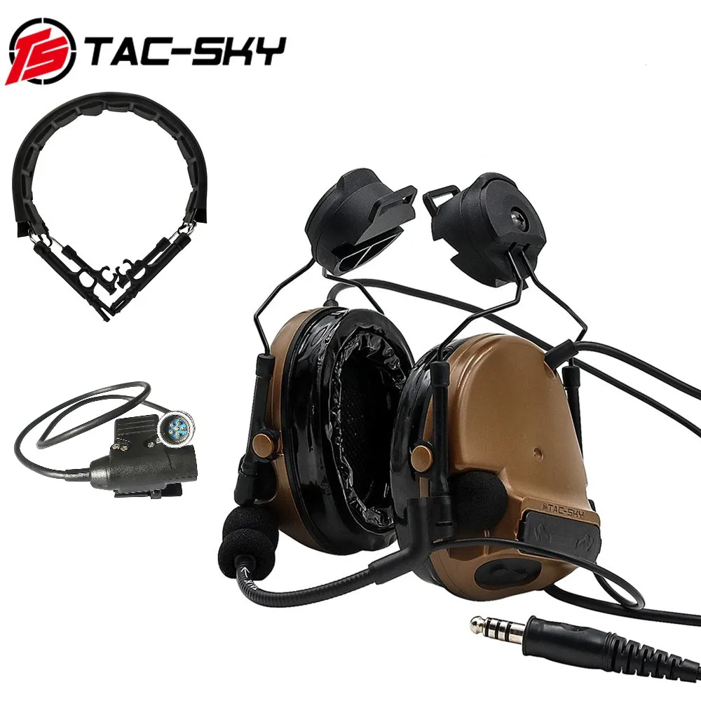

TS TAC-SKY Helmet Mount Version COMTAC III Silicone Headset + Tactical Headset Replacement Headband + PRC PTT 6-pin U94 PTT CB