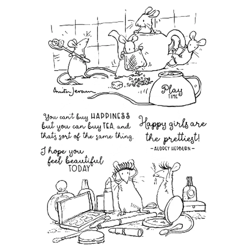 

Новинка 2021, наборы штампов с мышами, животными, чайник, прозрачные штампы и металлические штампы для творчества, творчества, фона, поздравит...