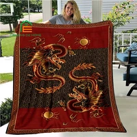 chinese dragon soft throw blanket flannel living roombedroom warm blanket for kids adults elderly 5 sizes