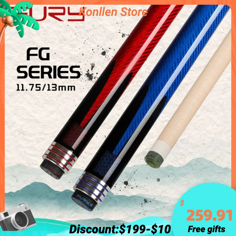 

FURY FG Pool Cue Stick with Case 11.75mm/13mm Tip Carbon Fiber Braided Grip Billiard Cue Stick Kit for Professional Athlete