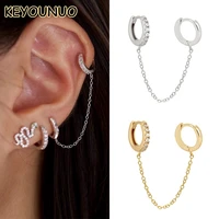 keyounuo gold silver filled chain drop earrings for women zircon piercing double hoop earing fashion party jewelry wholesale