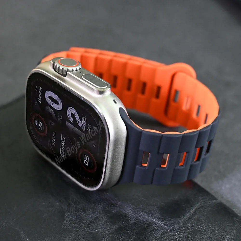 Ремешок силиконовый магнитный для Apple Watch Series 9 8 7 6 5 4 Se 3 41 мм 40 44 42 45 Ultra 2 49