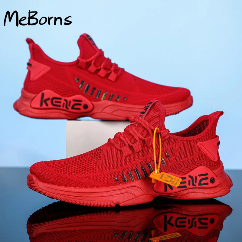 

Korean men's casual sports shoes flying woven mesh letters breathable large size men's shoes summer new style