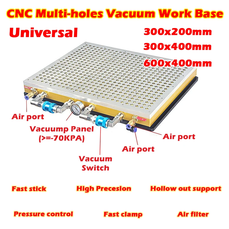 

Универсальная платформа с несколькими отверстиями для ЧПУ гравировального станка, не требует уплотнительной ленты 300x200 300x400 x мм