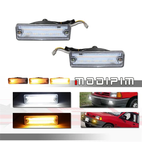 Двухцветный динамический Янтарный фотомагнитный автомобильный передний сигнал поворота лампочка с белыми ДХО для Ford фестиva, для грузовика Mazda 323 626 B2000/B2200/B2600