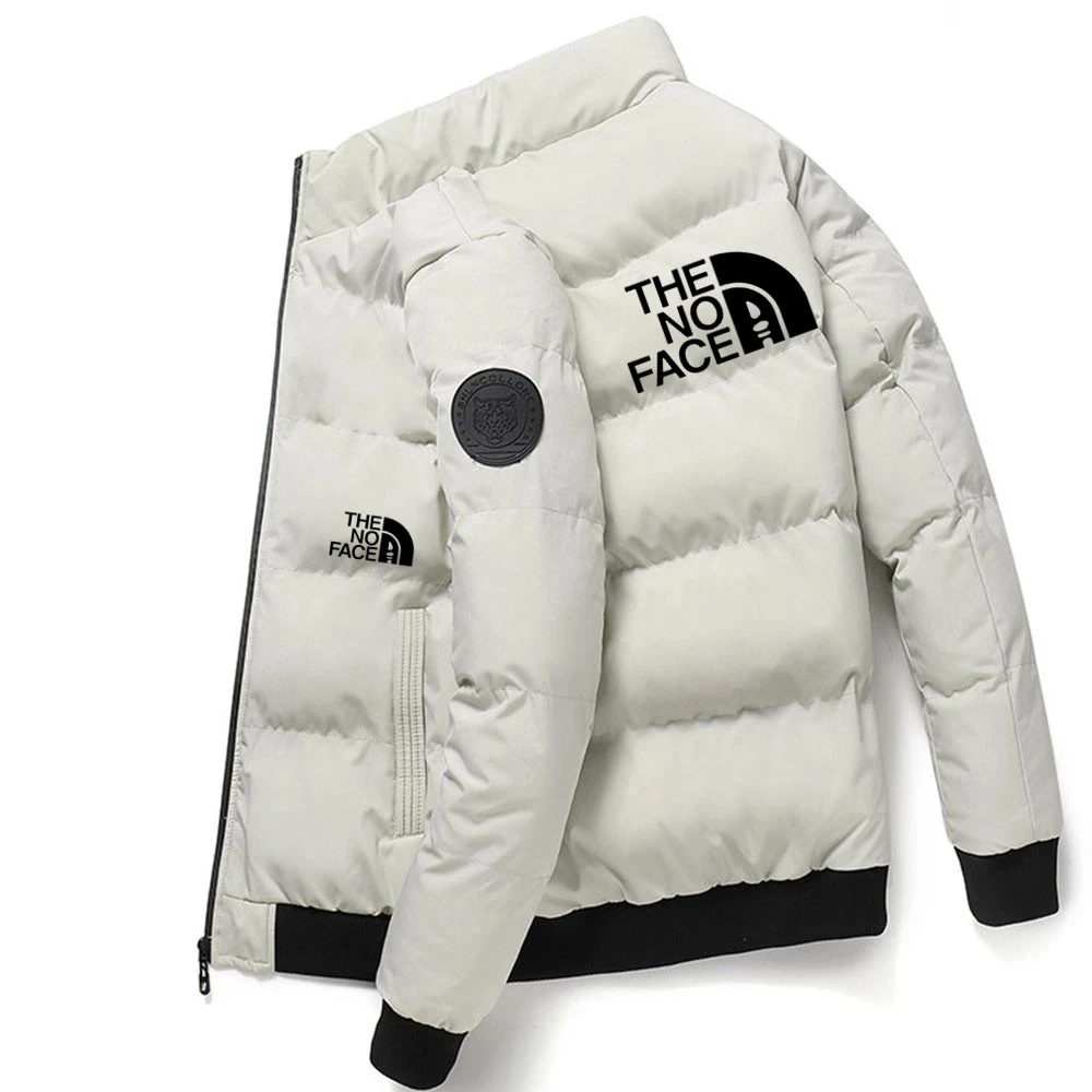

Winter fashion casual men's warm jacket jacket letter printed down cotton filled brand standing collar zipper high quality parka