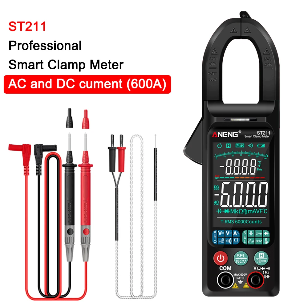 

Мультиметр автомобильный, ампер Гц, Бесконтактный индикатор напряжения, сопротивление, ST211, 600 мВ/6000 В