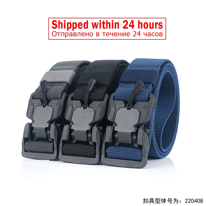 MEDYLA Tactical Belt Magnetic Buckle Quick Release Elastic Belt Casual Nylon Tooling Training Belt Men's Trousers Belt MN057