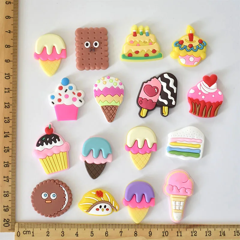 Cute Jibz 16pcs Cartoon Food  DIY Croc Shoe Charms Funny Garden Accessories Buckle fit Clogs Sandals Pins Decorate Kids Gift