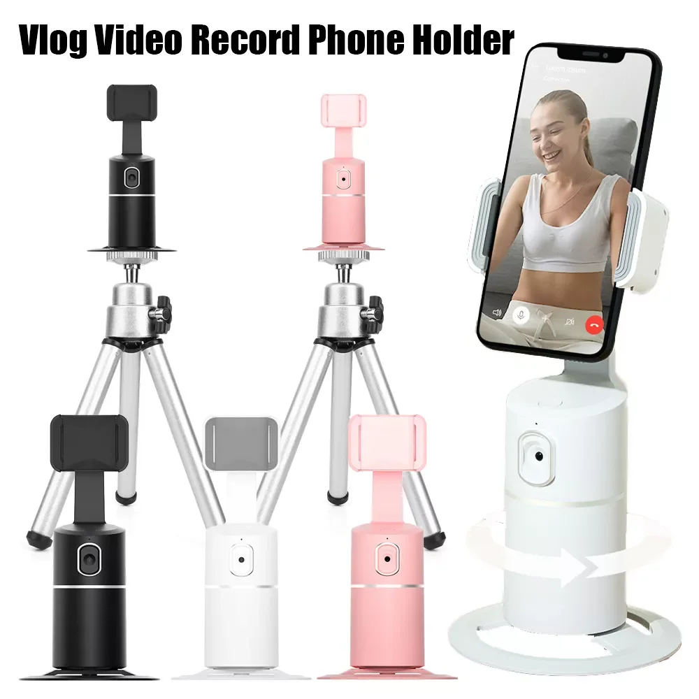 

Rotation Auto Face Tracking Camera Phone Holder Tripod AI Smart Shooting Selfie Stick for Photo Vlog Live Video Recorder