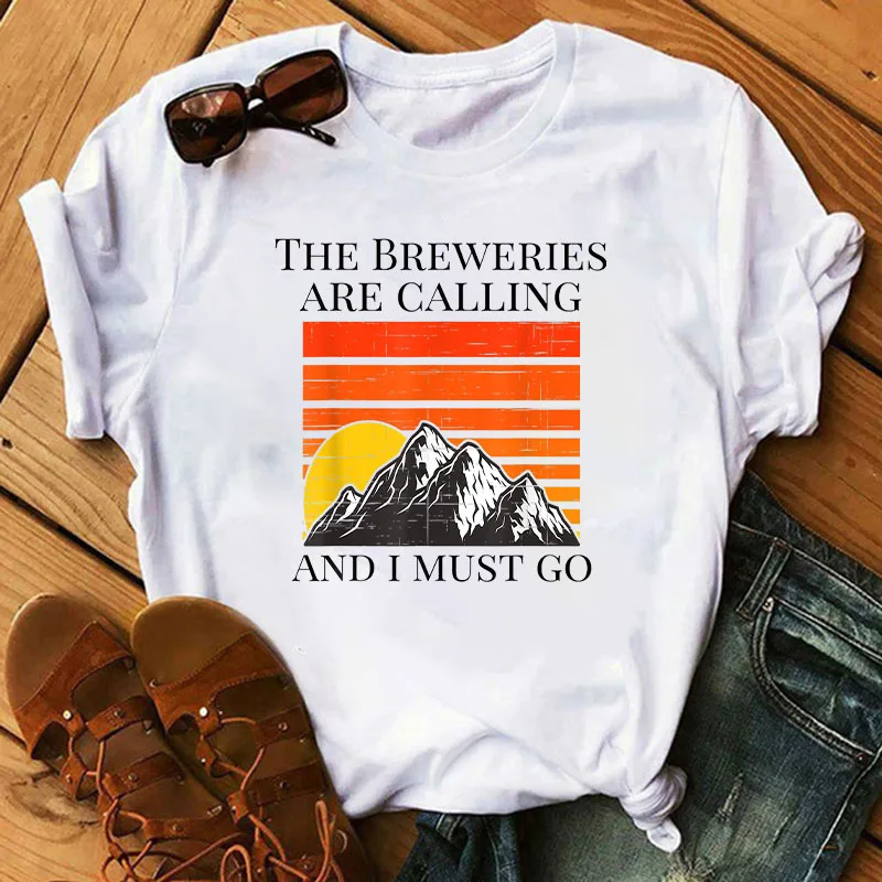 

Rheaclot The Breweries Are Calling Women's Graphic T-shirts Summer Soft Short Sleeve Female Daily Loose Tees Tops