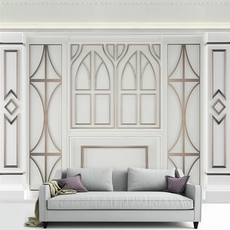 

Custom Wallpaper 3D Stereo European Style White Carving Diamond Photo Wall Murals Living Room TV Sofa Bedroom Home Decor Fresco