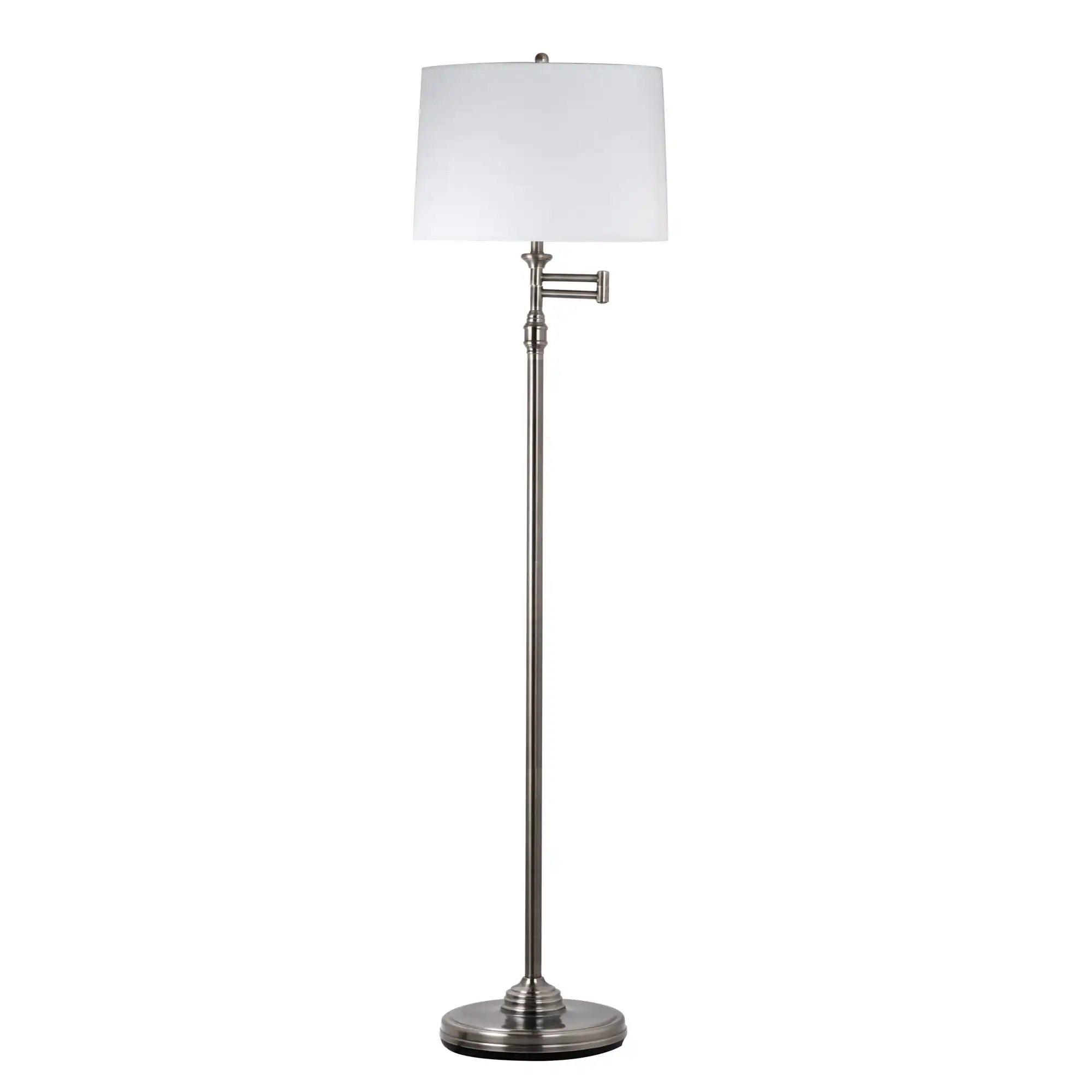 

HMTX Silver Swingarm Floor Lamp - Metal Finish with Fabric Shade