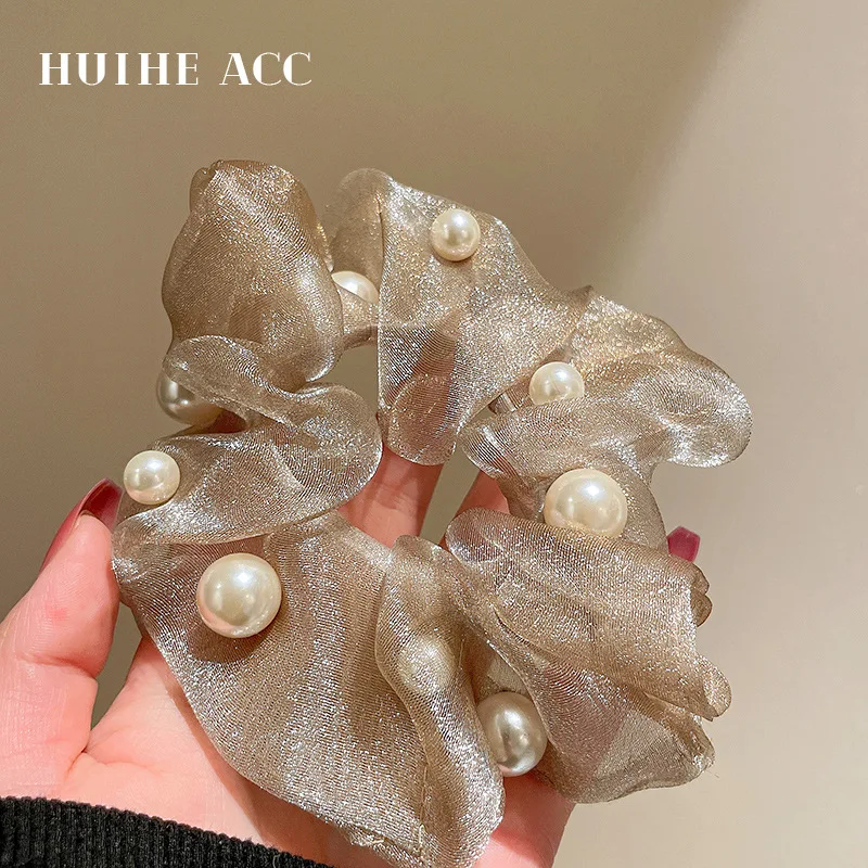 

Organza Retro Style Pearl Large Intestine Hair Circle, Korean Minority Design Sense, Versatile Temperament, Simple Headband