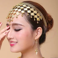alloy round golden coin headband ethnic style belly dance accessories triangle golden headdress costume headwear