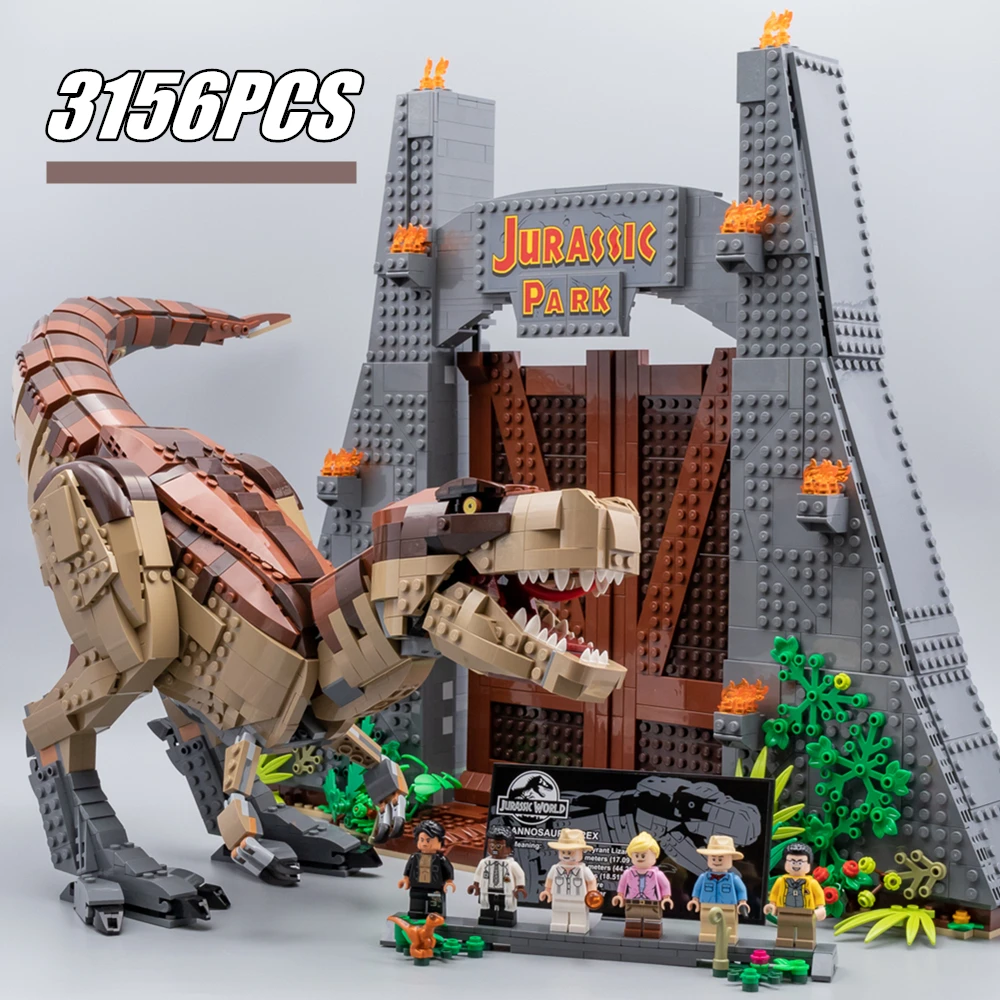 

New Jurassic World Roar of Tyrannosaurus Dinosaur Triceratops Model Building Blocks Kids Toys Compatible with Dolls 75936