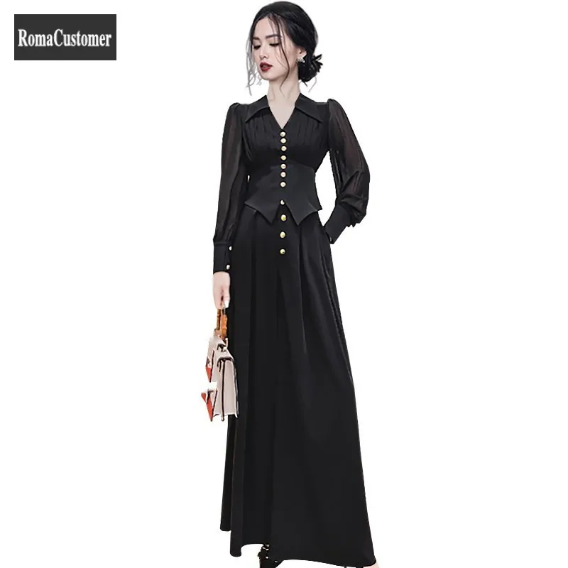 

Fashion Elegant Sets Womens Summer New Puff Sleeve Long Sleeve Slim Blouse Korean Version High Waist Skirt Two Piece Set