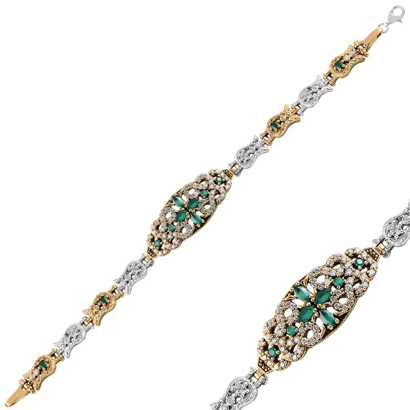 

Серебряный аутентичный браслет с фианитами