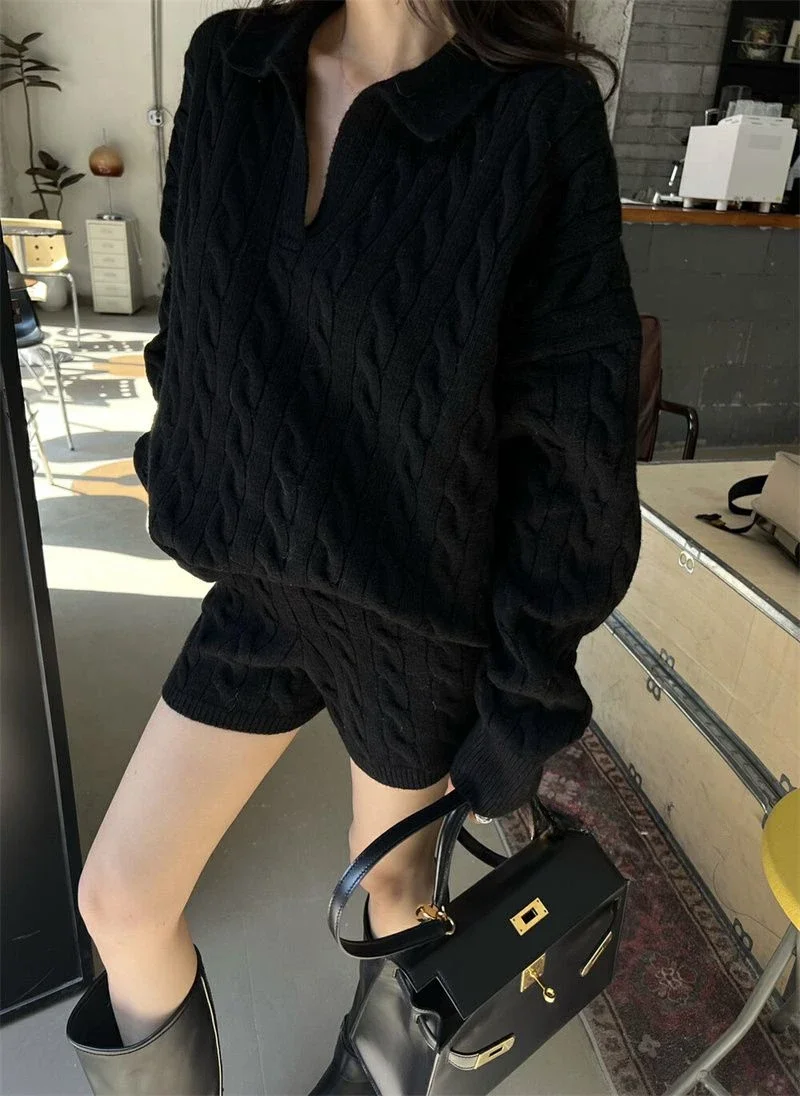 Корейский модный свитер Deeptown Женский винтажный вязаный пуловер в стиле