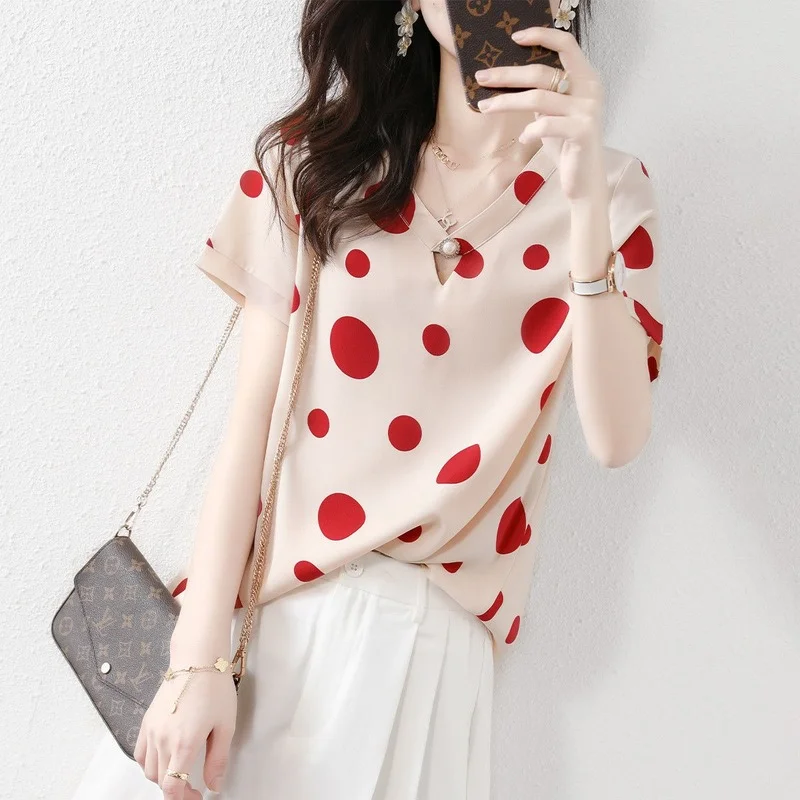 

Women Summer T-shirt Black Printed Chiffon Short Sleeved T Shirt Korean Fashion Women's Clothes Plus Size 4XL Female Tops J352