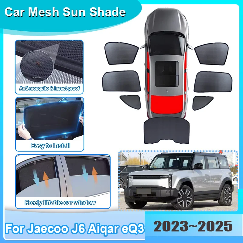 Фото Солнцезащитный экран для автомобиля iCaur 03 Jaecoo J6 Aiqar eQ3 iCar 03 2023-2025: сетчатый козырек на лобовое стекло, защита от УФ-лучей, автомобильные аксессуары №2