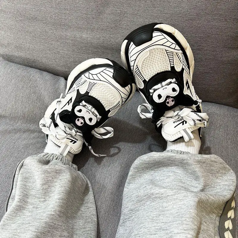 

Kawaii Симпатичные спортивные туфли Kuromi мультфильм Cinnamoroll женские туфли новая сетчатая дышащая толстая подошва студенческие беговые повседневные туфли подарок