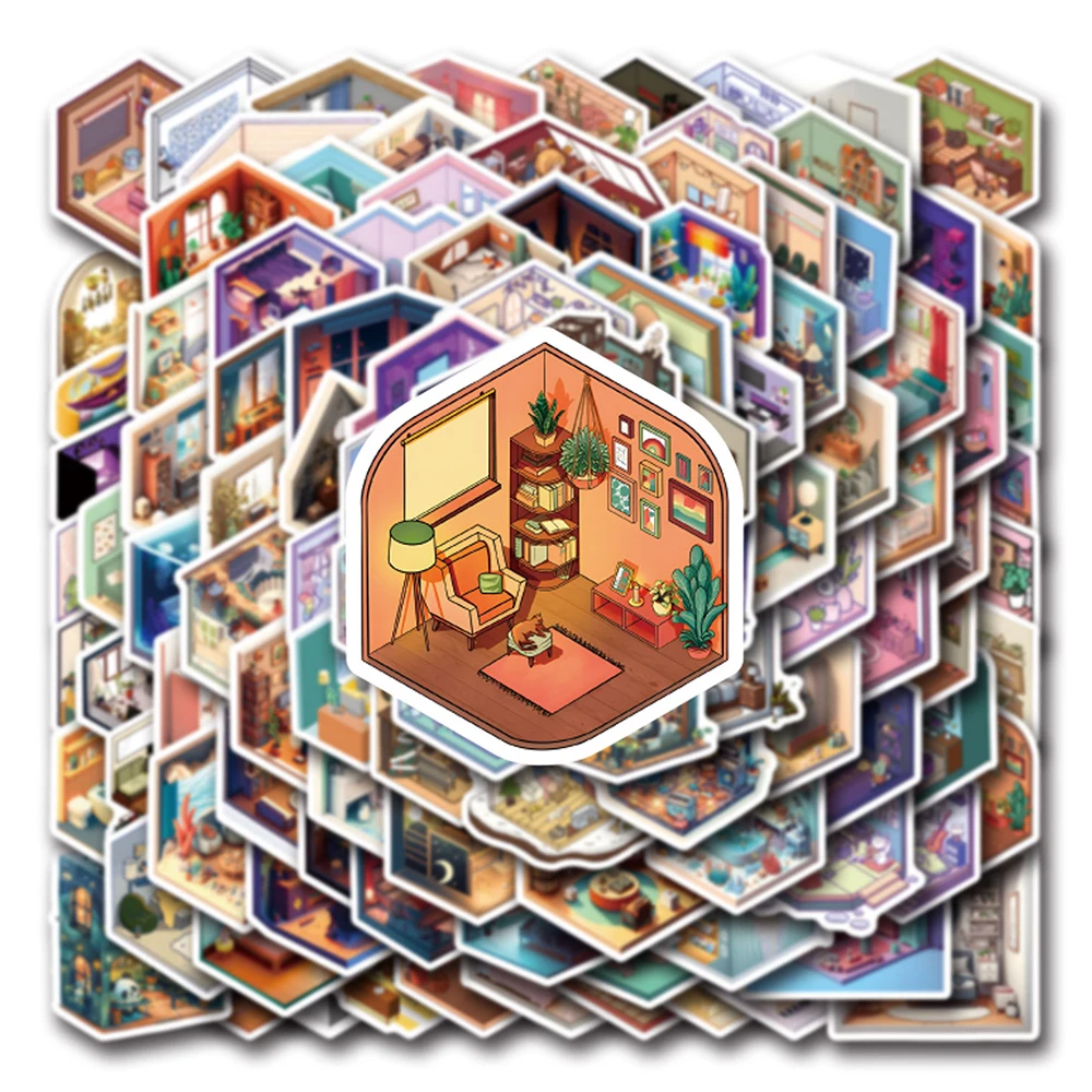 10/30/55/110 шт. Изометрическая комната Граффити Наклейки DIY Бутылка для воды Ноутбук