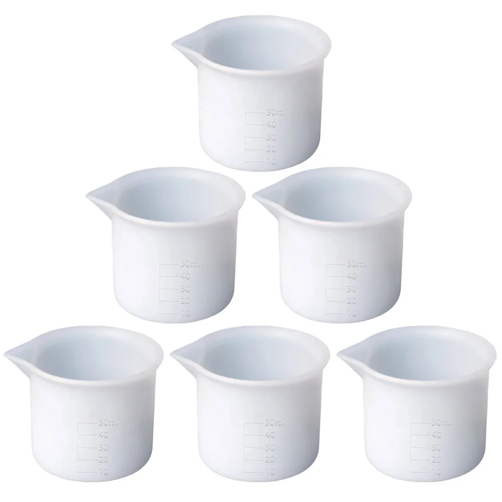 

6 Pcs 50ml Silicone Measuring Cup Resin Molds Terrarium Kit Epoxy Cups Mixing Craft Tool Non Stick DIY Tools