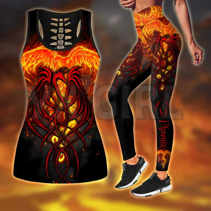 Phoenix Tattoo  3D Printed Tank Top+Legging Combo Outfit Yoga Fitness Legging Women