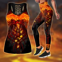 phoenix tattoo 3d printed tank toplegging combo outfit yoga fitness legging women