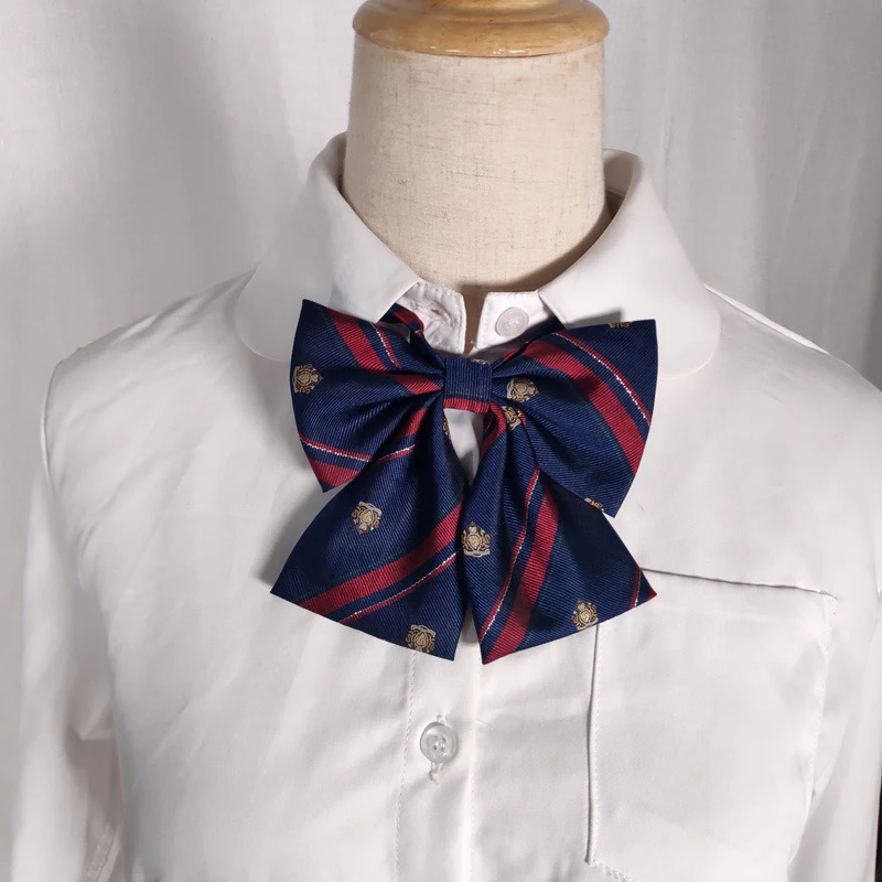 

1-pack student British style wine red collar flower college style navy blue tie girls suit green bow free suit uniform collar
