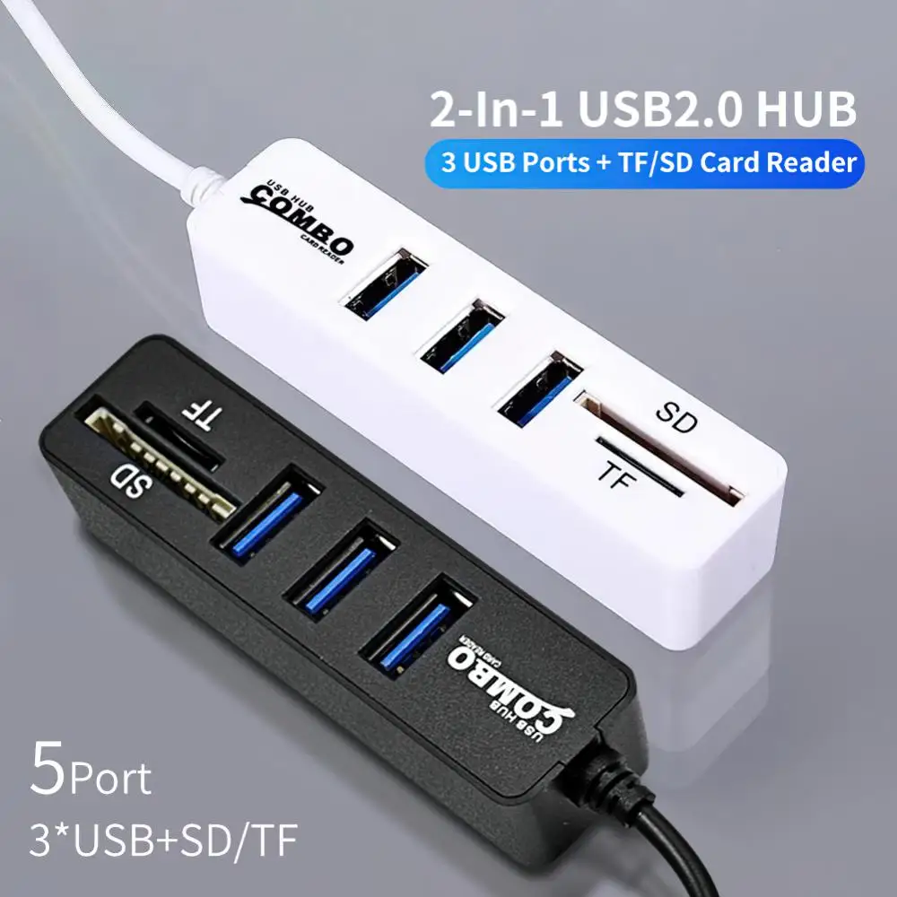

Docking Station Usb Hub Small Portable Sd/tf Card Reader Four Port Power Adapter Computer Accessories Multi Splitter Adapter Abs