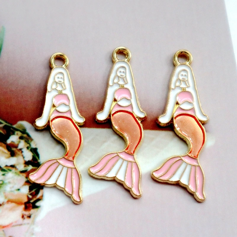 10 шт. блестящие подвески Русалка сплав эмаль кулон фестиваль подарок Сделай Сам