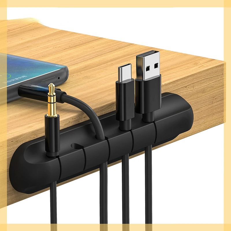 

L16 Cable Organizer Silicone USB Cable Winder Desktop Tidy Management Clips Cable Holder for Mouse Headphone Wire Organizer