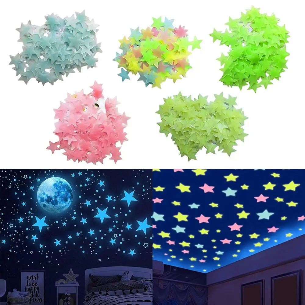 3D флуоресцентные стикеры в виде звезд настенные светящихся красочные Стикеры