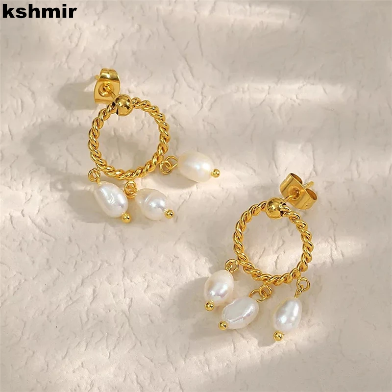 

kshmir 2022 Baroque freshwater pearl earrings Fashion metal stud earrings women accessories gift