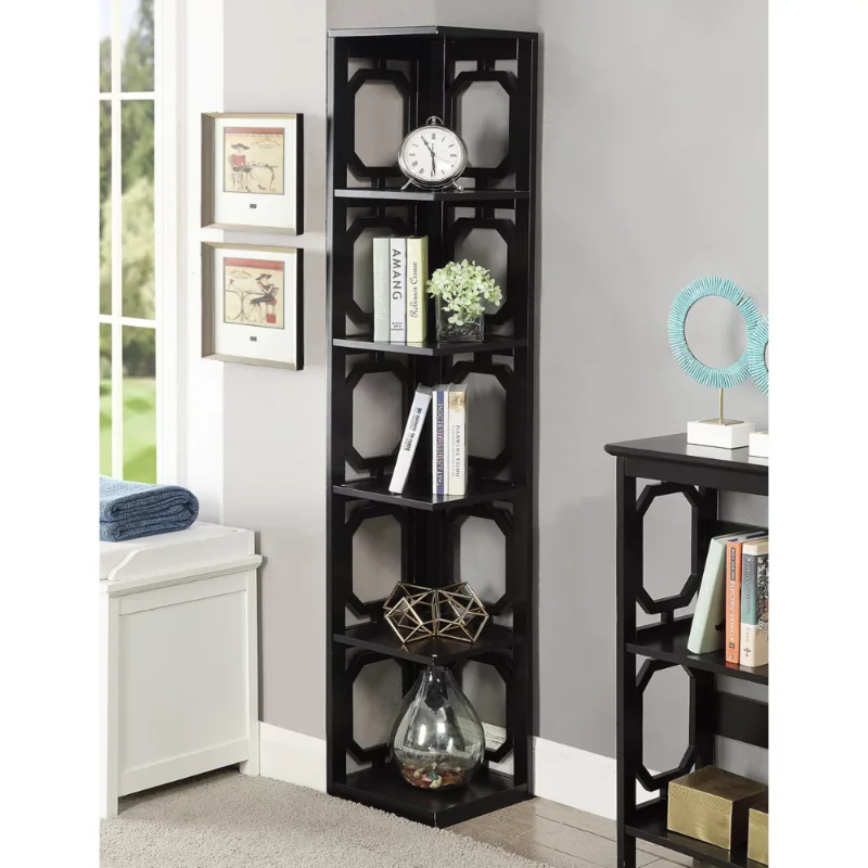 

5 Tier Corner Bookcase, Black