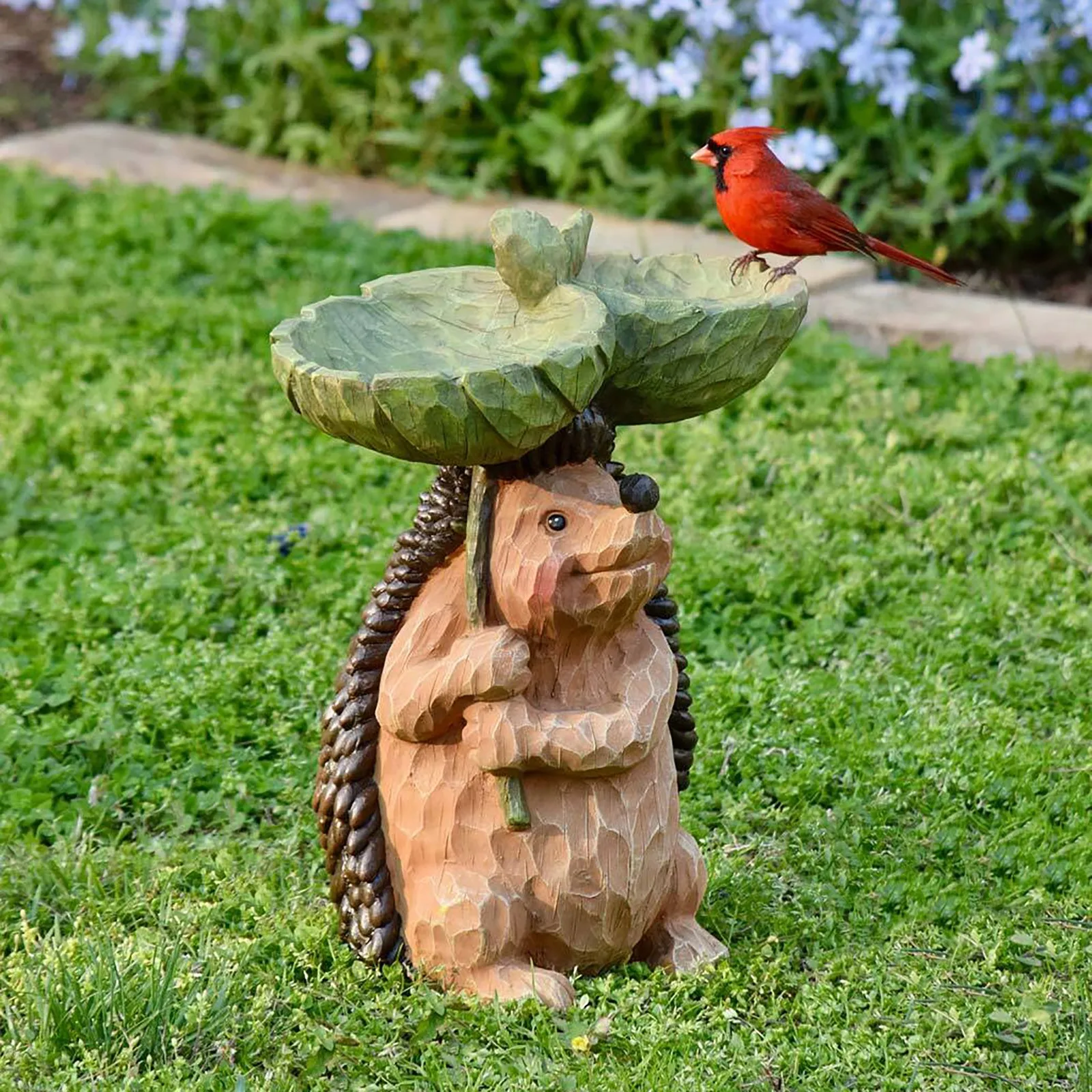 

Hedgehog With Lotus Leaf Resin Bird Feeder Desktop Ornament For Indoor Outdoor Decoration Hummingbird Feeder Garden Bird Diy