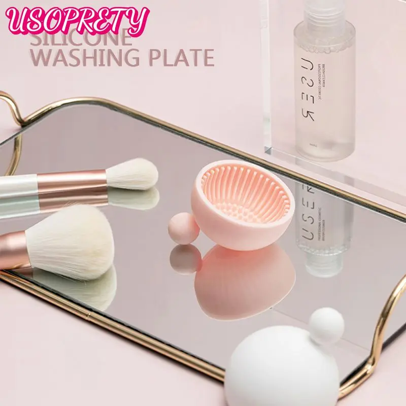 

Makeup Brush Cleaner Silicone Brush Scrubbing Tray Makeup Brush Cleaning Plate Washing Brush Cleaning Mat Scrubber Board Tool