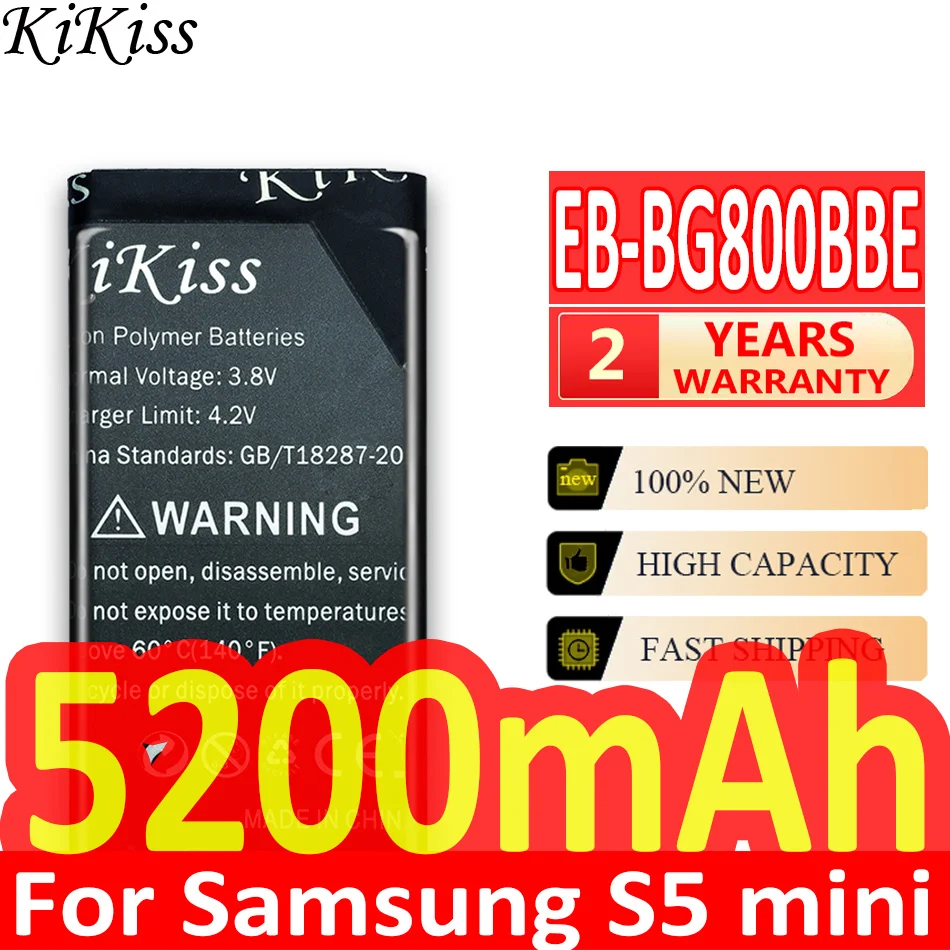 

KiKiss 5200mAh EB-BG800BBE EB BG800CBE Battery For Samsung Galaxy SV Mini S5 Mini S5mini G870 SM-G800F G800 G870A G870W