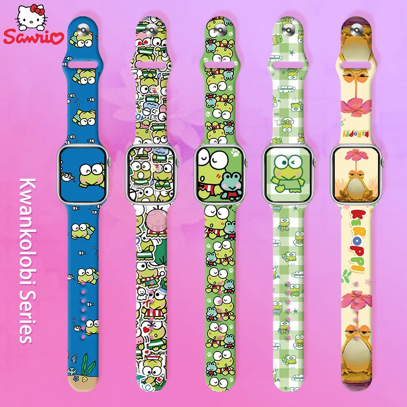 

Ремешок для часов Sanrio Keroppi, силикагелевый модный браслет с принтом для Iphone Ultra S8, подарок на Хэллоуин