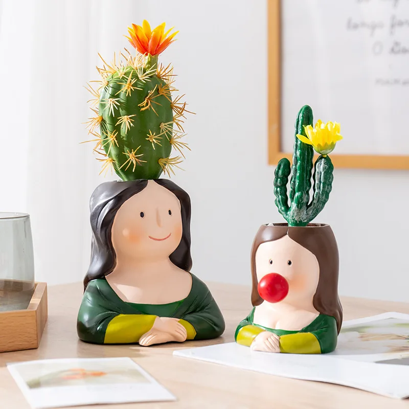 Cartoon flowerpot, potted plant, computer, desktop, home furnishings, decorations, children's room, bedroom