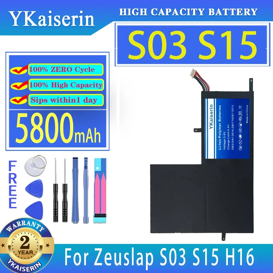 

Аккумулятор ykaisin 5800 мач для Zeuslap S03 S15 H16 Bateria