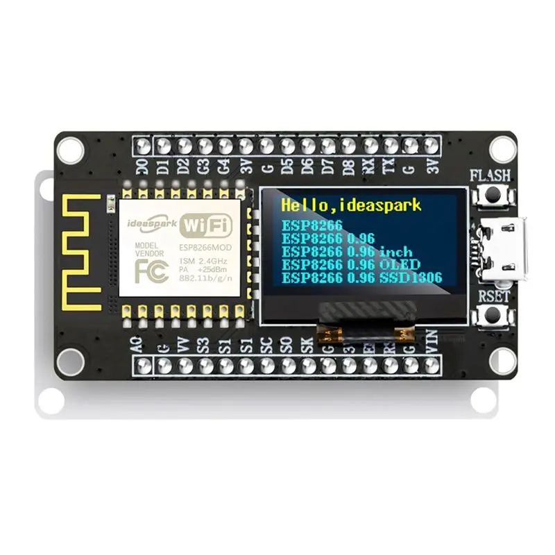 Фото Плата разработки NodeMCU 828SALE с 0,96-дюймовым OLED-дисплеем, модулем WiFi CH340 ESP-12E и разъемом Micro-USB для Micropython. №3