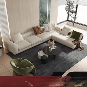 Sofa Combination Italian Minimalist Living Room High-end Designer Light Luxury Sofa Imported Top Leather Sofa Width Fabric Style