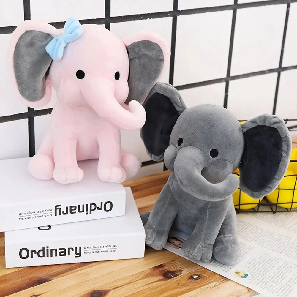 

25cm Elephant Plush Toys Baby Room Decorative Stuffed Dolls for Slepping Kawaii Animal Child Kids Plushiies Toy Pink Grey Doll