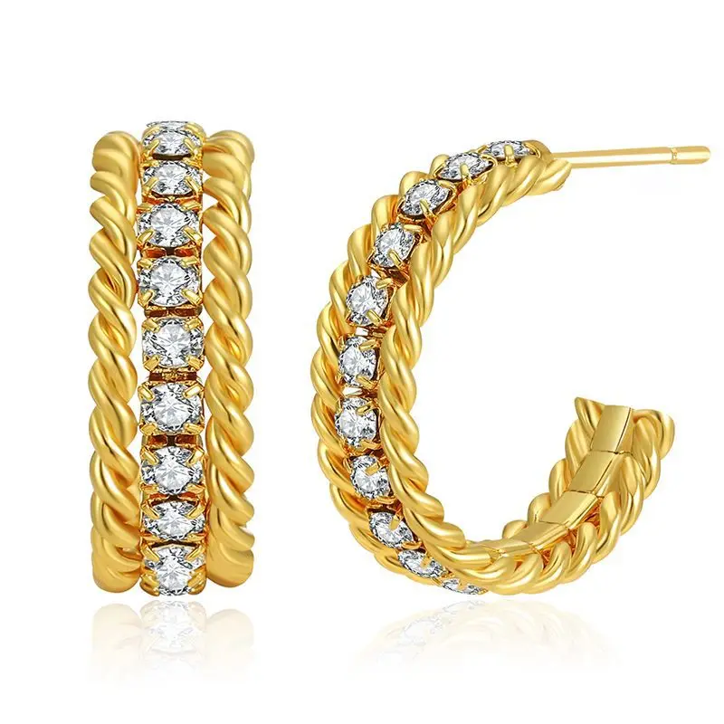 

2022 new crystal Earring Gold Ear Piercing Steel Luxury Leaf Stud Earrings For Women Accessories Wholesale