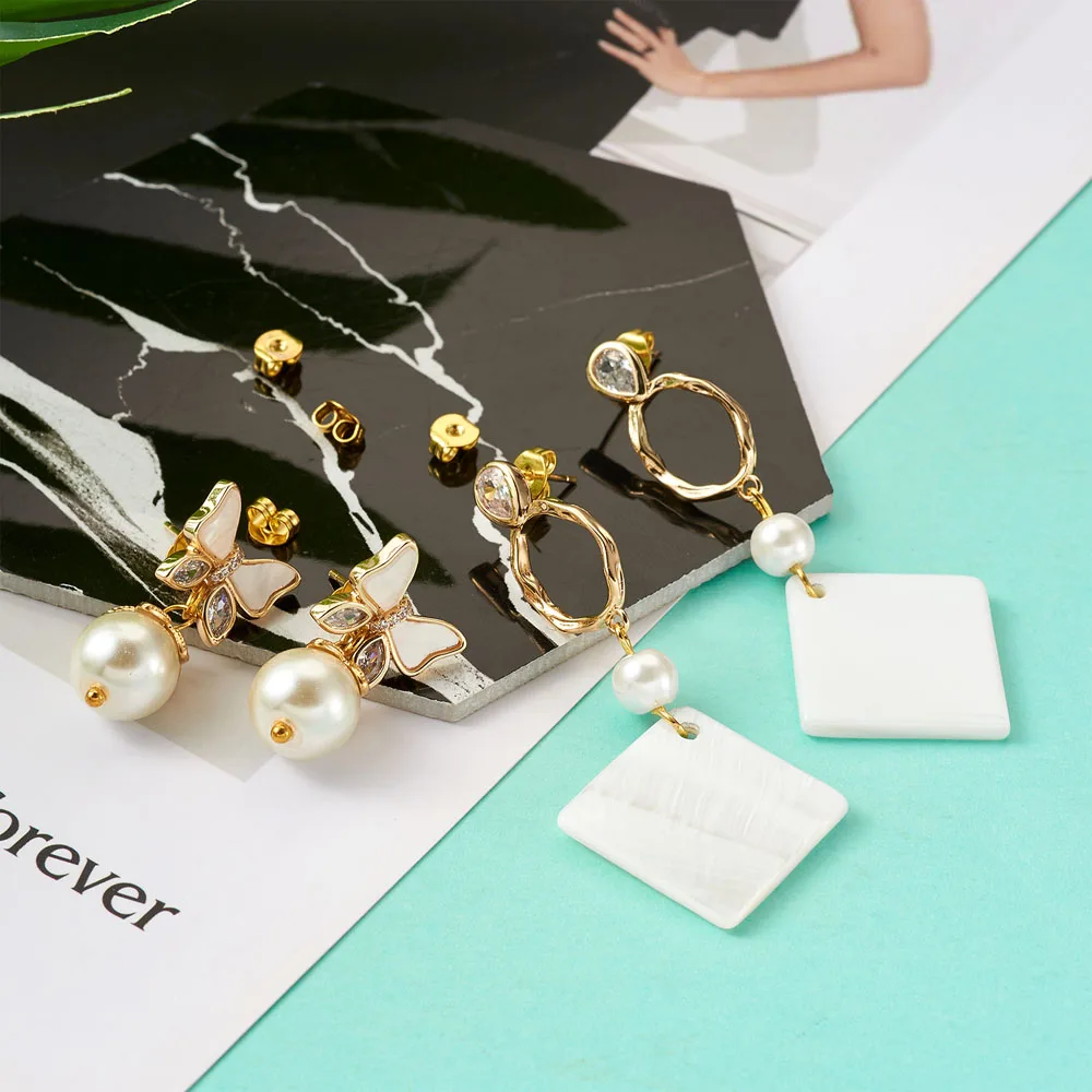 16pcs Brass Crystal Cubic Zirconia Stud Earring Findings Charms Earring for Woman Girls Earring Gift Exquisite Daily Wearable