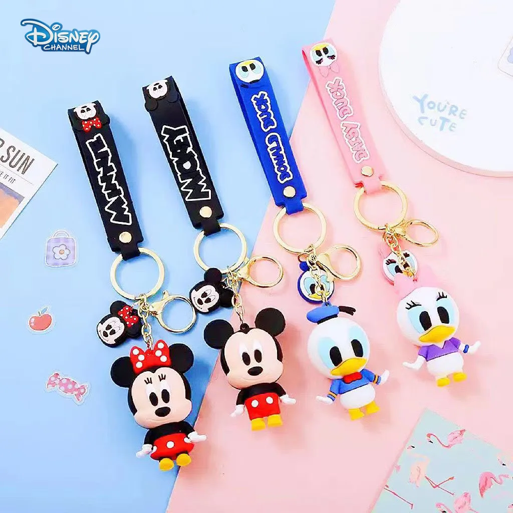 

Disney Cartoon Mickey Mouse Figure Keychains Anime Minnie Donald Duck Stitch Pooh Bear Model Key Chain Toys Kawaii Kids Gifts